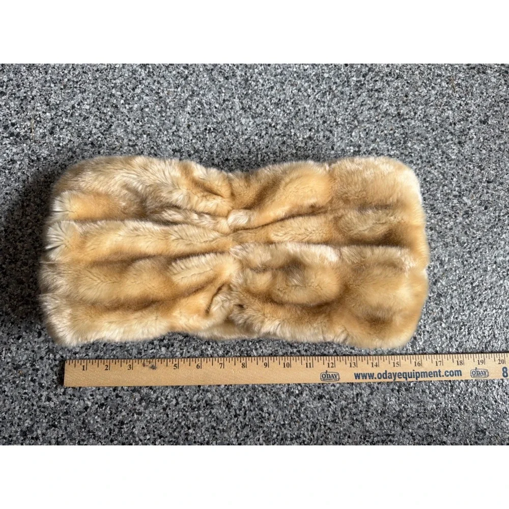 Brooks Brothers Faux Fur Snood Infinity Scarf Honey Tan Luxury Winter Wrap